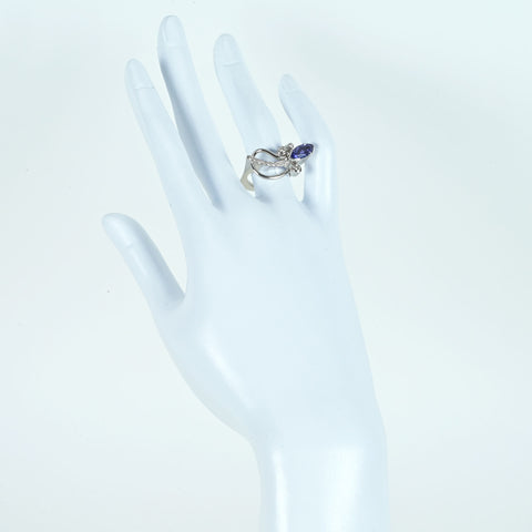 【中古】K18WG TANZANITEタンザナイトリング 鑑別書10.2g #11.5