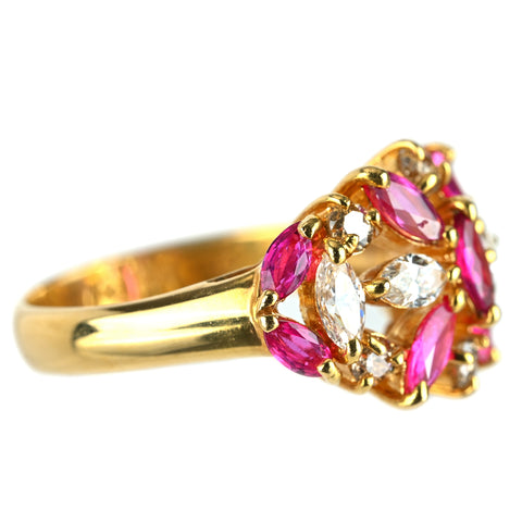 【中古】K18 RUBY ルビーリング R1.19ct D0.82ct 4.8g ＃10.5