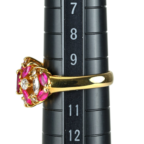 【中古】K18 RUBY ルビーリング R1.19ct D0.82ct 4.8g ＃10.5