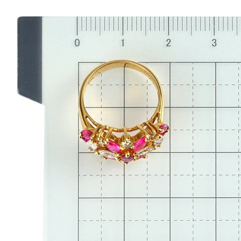 【中古】K18 RUBY ルビーリング R1.19ct D0.82ct 4.8g ＃10.5