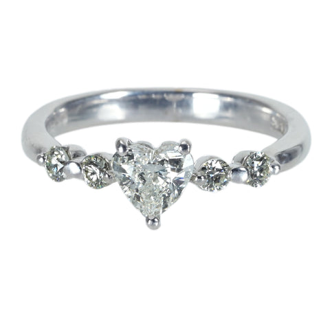 【中古】K18WG DIAMONDダイヤモンドリング 0.493ct Hカラー SI2 D0.20ct GGLソーティング 3.2g #11.5