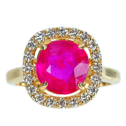 【中古】K18YG RUBYモザンビーク産ルビーリング R2.60ct D0.42ct GIA鑑別書付き 5.2g #11