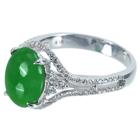 [Pre-owned] K18WG JADEITE RING Jadeite Ring Jadeite 2.71ct Diameter 0.38ct 4.6g #13 