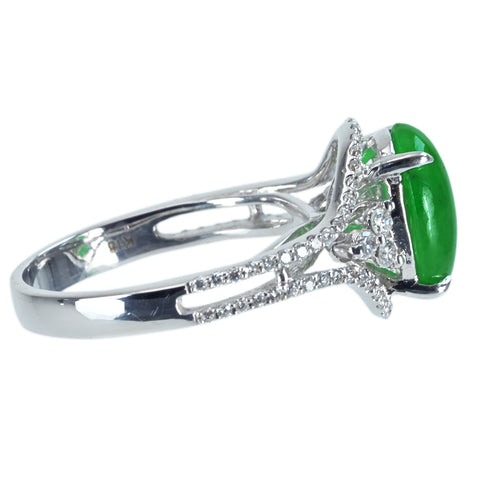 [Pre-owned] K18WG JADEITE RING Jadeite Ring Jadeite 2.71ct Diameter 0.38ct 4.6g #13 