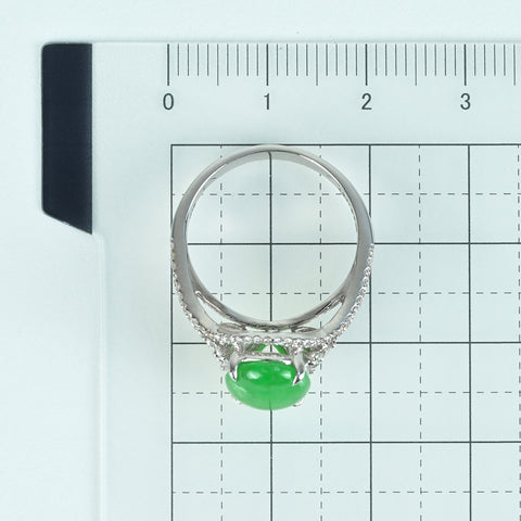 [Pre-owned] K18WG JADEITE RING Jadeite Ring Jadeite 2.71ct Diameter 0.38ct 4.6g #13 