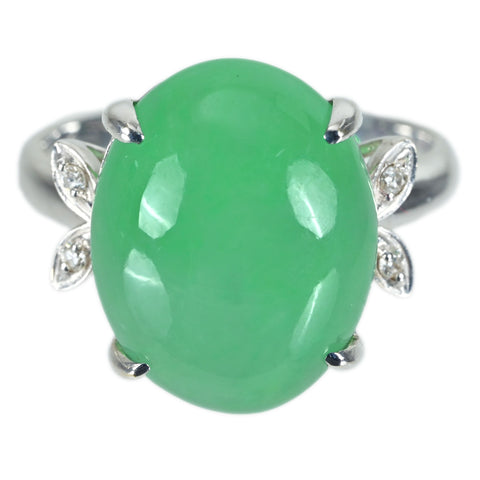 【中古】K18WG JADEITE RING ヒスイリング J12.11ct D0.04ct 7.3g #16