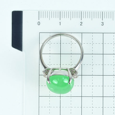 【中古】K18WG JADEITE RING ヒスイリング J12.11ct D0.04ct 7.3g #16