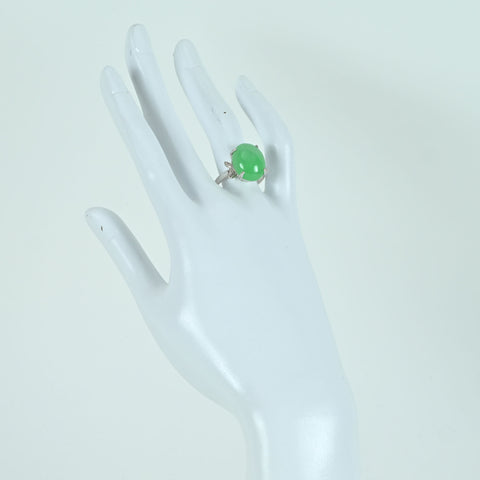 【中古】K18WG JADEITE RING ヒスイリング J12.11ct D0.04ct 7.3g #16
