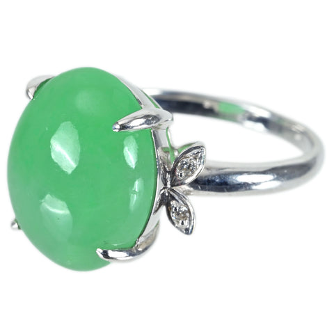 【中古】K18WG JADEITE RING ヒスイリング J12.11ct D0.04ct 7.3g #16