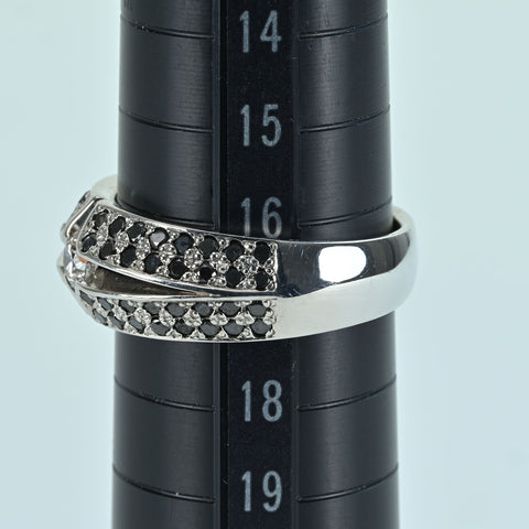 【中古】K18WG BLACK ＆ COLORLESS DIAMOND RING ブラック＆カラーレス ダイヤモンドリング D1.05ct 8.4g #16.5