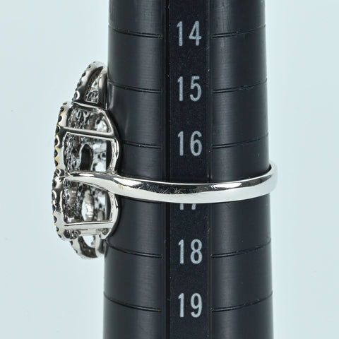 【中古】K18WG BLACK DIAMOND ブラック＆カラーレスダイヤモンドリング 0.54ct D0.73ct 6.2g #17