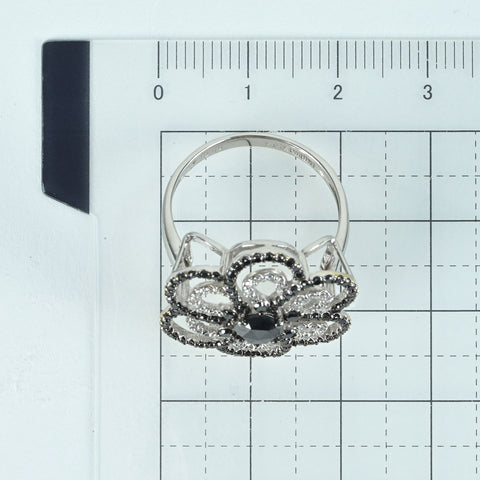 【中古】K18WG BLACK DIAMOND ブラック＆カラーレスダイヤモンドリング 0.54ct D0.73ct 6.2g #17