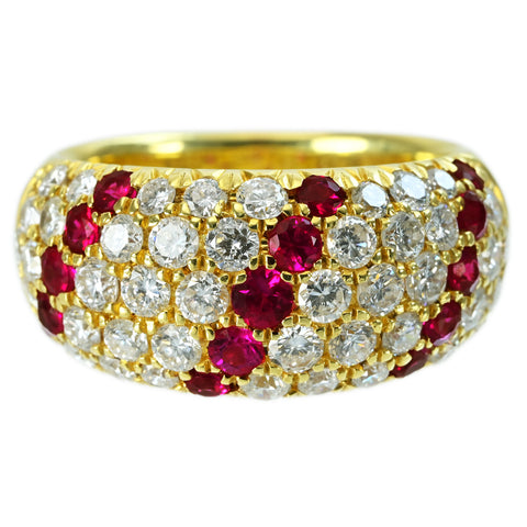 【中古】K18YG RUBY RING ルビーリング R0.73ct D1.46ct 8.8g #10.5