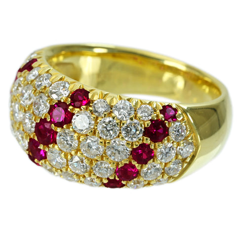 【中古】K18YG RUBY RING ルビーリング R0.73ct D1.46ct 8.8g #10.5