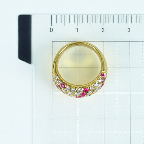 【中古】K18YG RUBY RING ルビーリング R0.73ct D1.46ct 8.8g #10.5