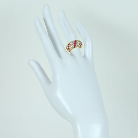 【中古】K18YG RUBY RING ルビーリング R0.73ct D1.46ct 8.8g #10.5