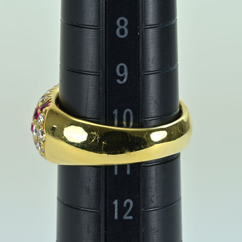 【中古】K18YG RUBY RING ルビーリング R0.73ct D1.46ct 8.8g #10.5