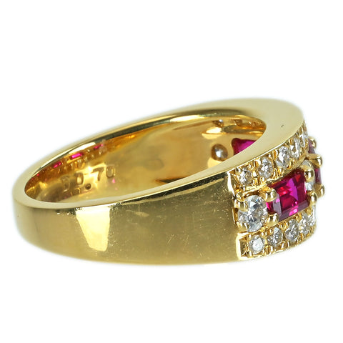 【中古】K18YG RUBYルビーリング R0.96ct D0.70ct 6.7g #12