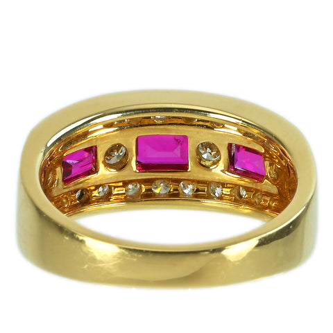 【中古】K18YG RUBYルビーリング R0.96ct D0.70ct 6.7g #12