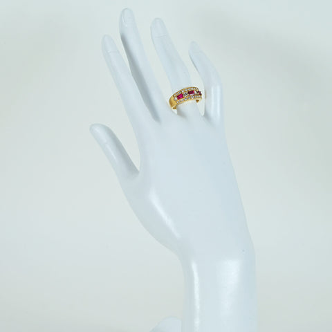 【中古】K18YG RUBYルビーリング R0.96ct D0.70ct 6.7g #12