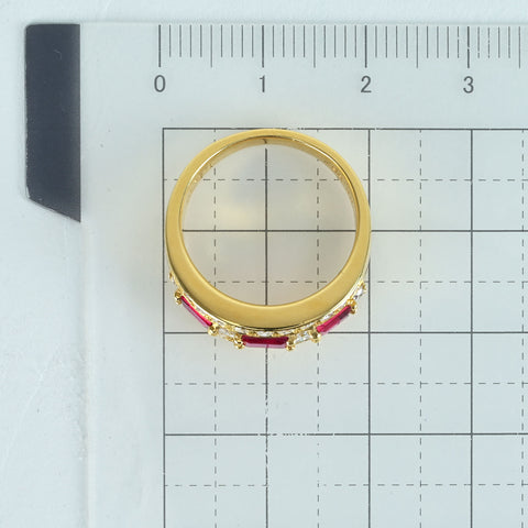 【中古】K18YG RUBYルビーリング R0.96ct D0.70ct 6.7g #12