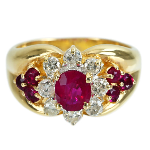 【中古】K18YG RUBY RING ルビーリング R1.15ct D0.45ct 7.3g #12