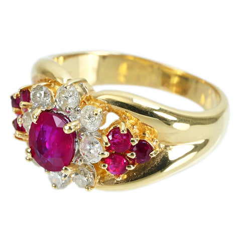 【中古】K18YG RUBY RING ルビーリング R1.15ct D0.45ct 7.3g #12