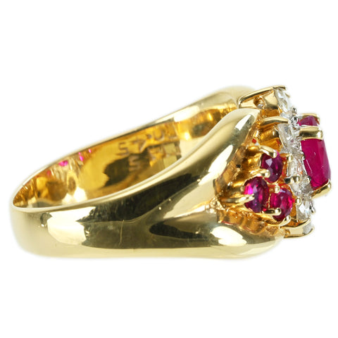 【中古】K18YG RUBY RING ルビーリング R1.15ct D0.45ct 7.3g #12