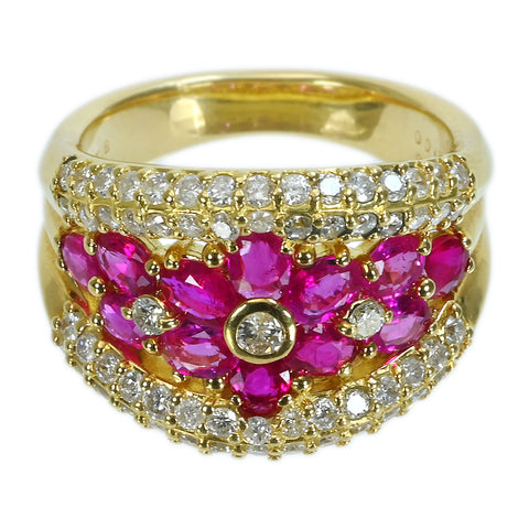 【中古】K18YG RUBYルビーリング R2.10ct D1.00ct 9.5g #12