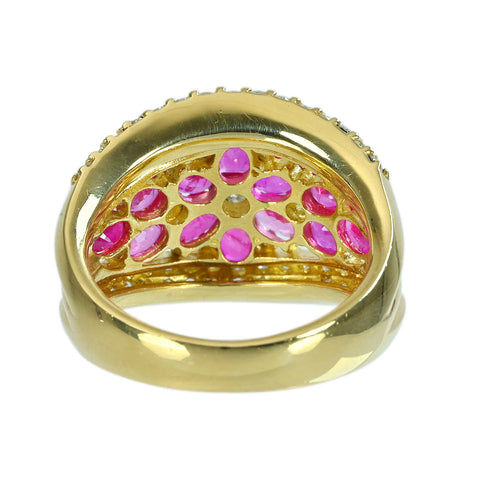 【中古】K18YG RUBYルビーリング R2.10ct D1.00ct 9.5g #12