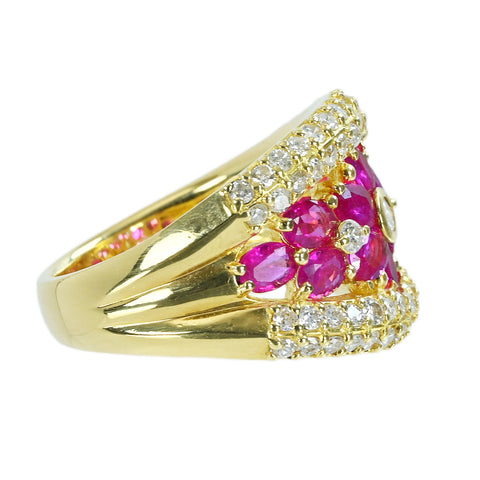 【中古】K18YG RUBYルビーリング R2.10ct D1.00ct 9.5g #12