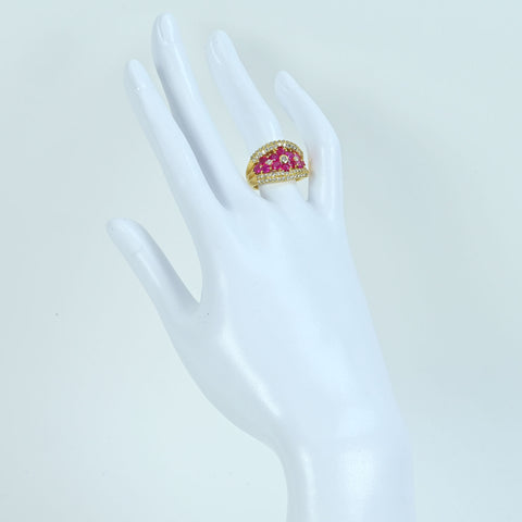 【中古】K18YG RUBYルビーリング R2.10ct D1.00ct 9.5g #12