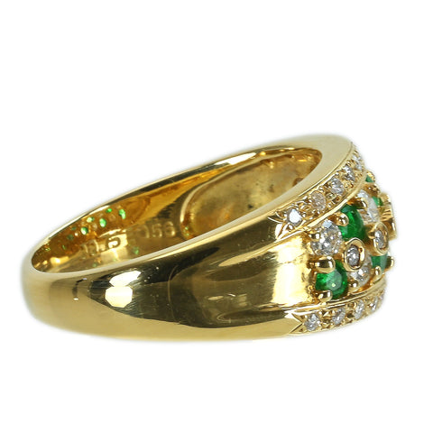【中古】K18YG EMERALD エメラルド・ダイヤモンドリング E0.56ct D0.75ct 8.0g #15