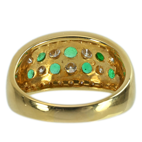 【中古】K18YG EMERALD エメラルド・ダイヤモンドリング E0.56ct D0.75ct 8.0g #15