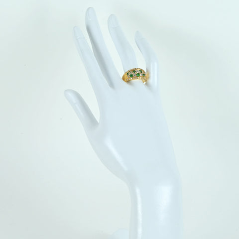 【中古】K18YG EMERALD エメラルド・ダイヤモンドリング E0.56ct D0.75ct 8.0g #15