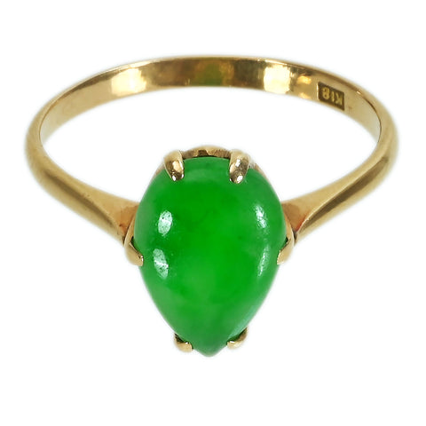 【中古】K18YG JADEITEヒスイリング GRJソーティング付き 2.0g #10
