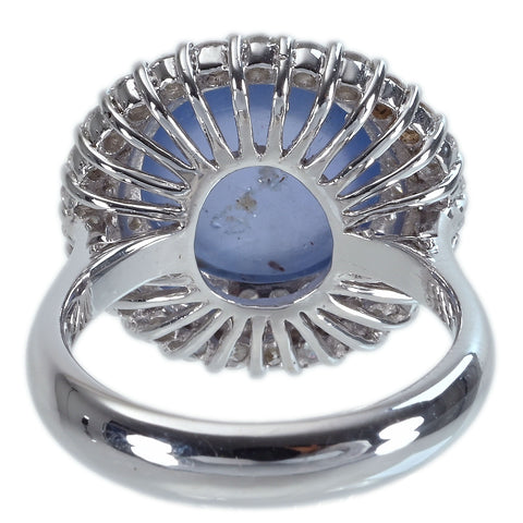 【中古】K18WG STAR SAPPHIREスターサファイアリング SS10.55ct D1.13ct 10.5g #13.5
