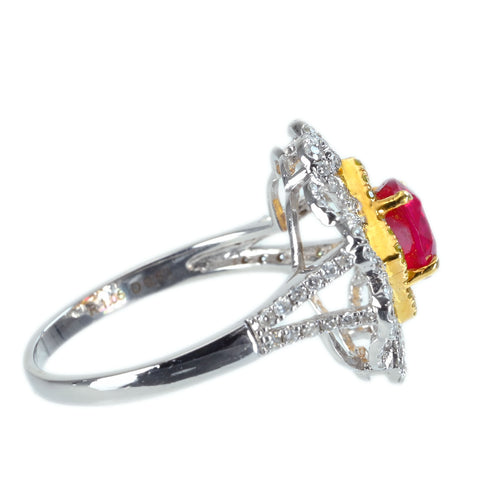 【中古】K18WG/YG RUBY ミャンマー（ビルマ）産ルビーリング R1.05ct D0.52ct  ピジョンブラッド AIGS鑑別書 2.7g #12
