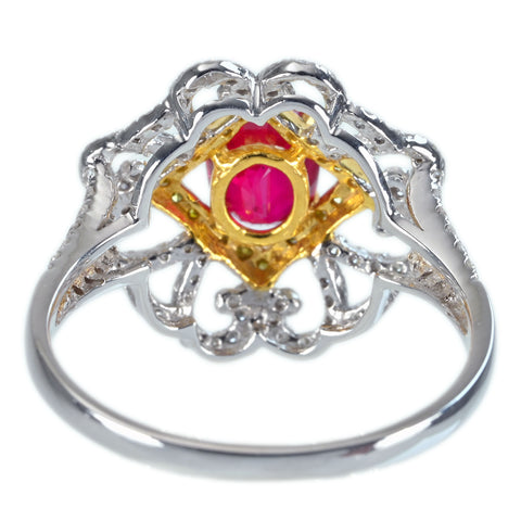 【中古】K18WG/YG RUBY ミャンマー（ビルマ）産ルビーリング R1.05ct D0.52ct  ピジョンブラッド AIGS鑑別書 2.7g #12