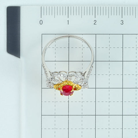 【中古】K18WG/YG RUBY ミャンマー（ビルマ）産ルビーリング R1.05ct D0.52ct  ピジョンブラッド AIGS鑑別書 2.7g #12