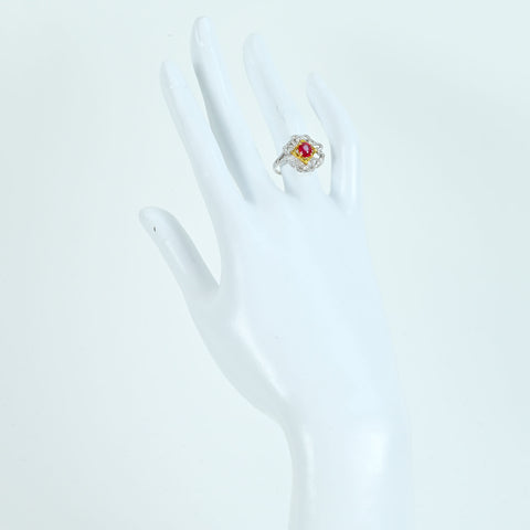 【中古】K18WG/YG RUBY ミャンマー（ビルマ）産ルビーリング R1.05ct D0.52ct  ピジョンブラッド AIGS鑑別書 2.7g #12