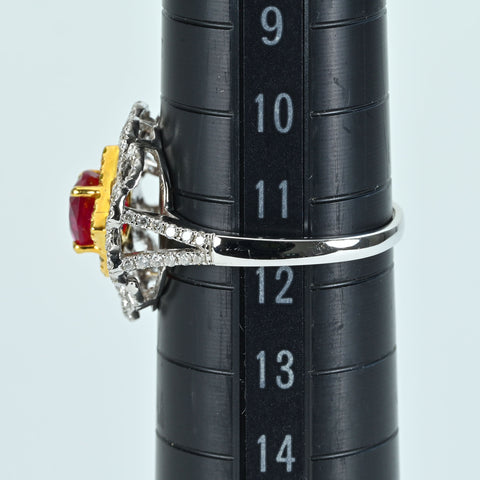 【中古】K18WG/YG RUBY ミャンマー（ビルマ）産ルビーリング R1.05ct D0.52ct  ピジョンブラッド AIGS鑑別書 2.7g #12