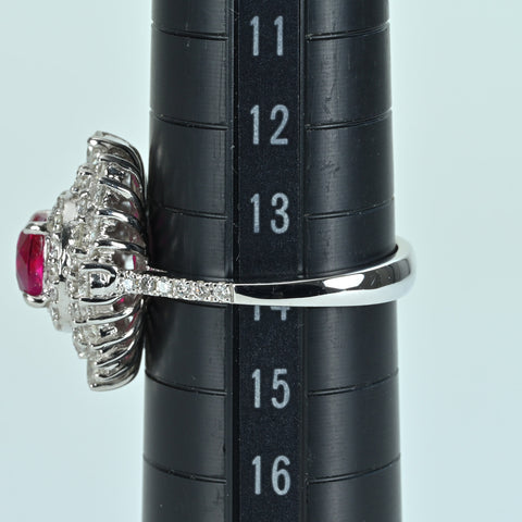 【中古】K18WG Myanmar RUBY RING ミャンマー（ビルマ）産ルビーリング R1.38ct D1.39ct Pigeon Blood AIGS鑑別書 6.4g #14