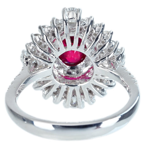 【中古】K18WG Myanmar RUBY RING ミャンマー（ビルマ）産ルビーリング R1.38ct D1.39ct Pigeon Blood AIGS鑑別書 6.4g #14