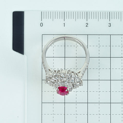 【中古】K18WG Myanmar RUBY RING ミャンマー（ビルマ）産ルビーリング R1.38ct D1.39ct Pigeon Blood AIGS鑑別書 6.4g #14