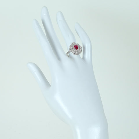 【中古】K18WG Myanmar RUBY RING ミャンマー（ビルマ）産ルビーリング R1.38ct D1.39ct Pigeon Blood AIGS鑑別書 6.4g #14
