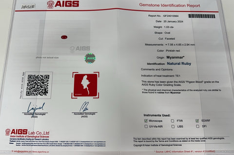 【中古】K18WG Mynmar RUBY RING ビルマ産ルビーリング R1.03ct D1.70ct Pigeon Blood AIGS鑑別書 7.8g #15.5