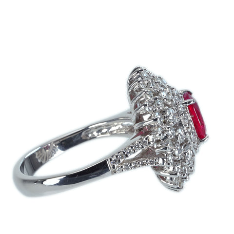 【中古】K18WG Mynmar RUBY RING ビルマ産ルビーリング R1.03ct D1.70ct Pigeon Blood AIGS鑑別書 7.8g #15.5