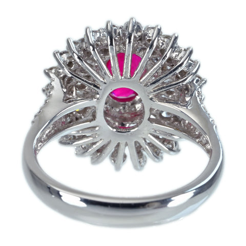 【中古】K18WG Mynmar RUBY RING ビルマ産ルビーリング R1.03ct D1.70ct Pigeon Blood AIGS鑑別書 7.8g #15.5