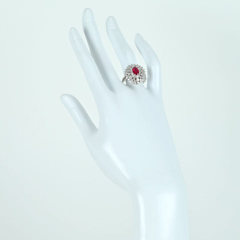 【中古】K18WG Mynmar RUBY RING ビルマ産ルビーリング R1.03ct D1.70ct Pigeon Blood AIGS鑑別書 7.8g #15.5